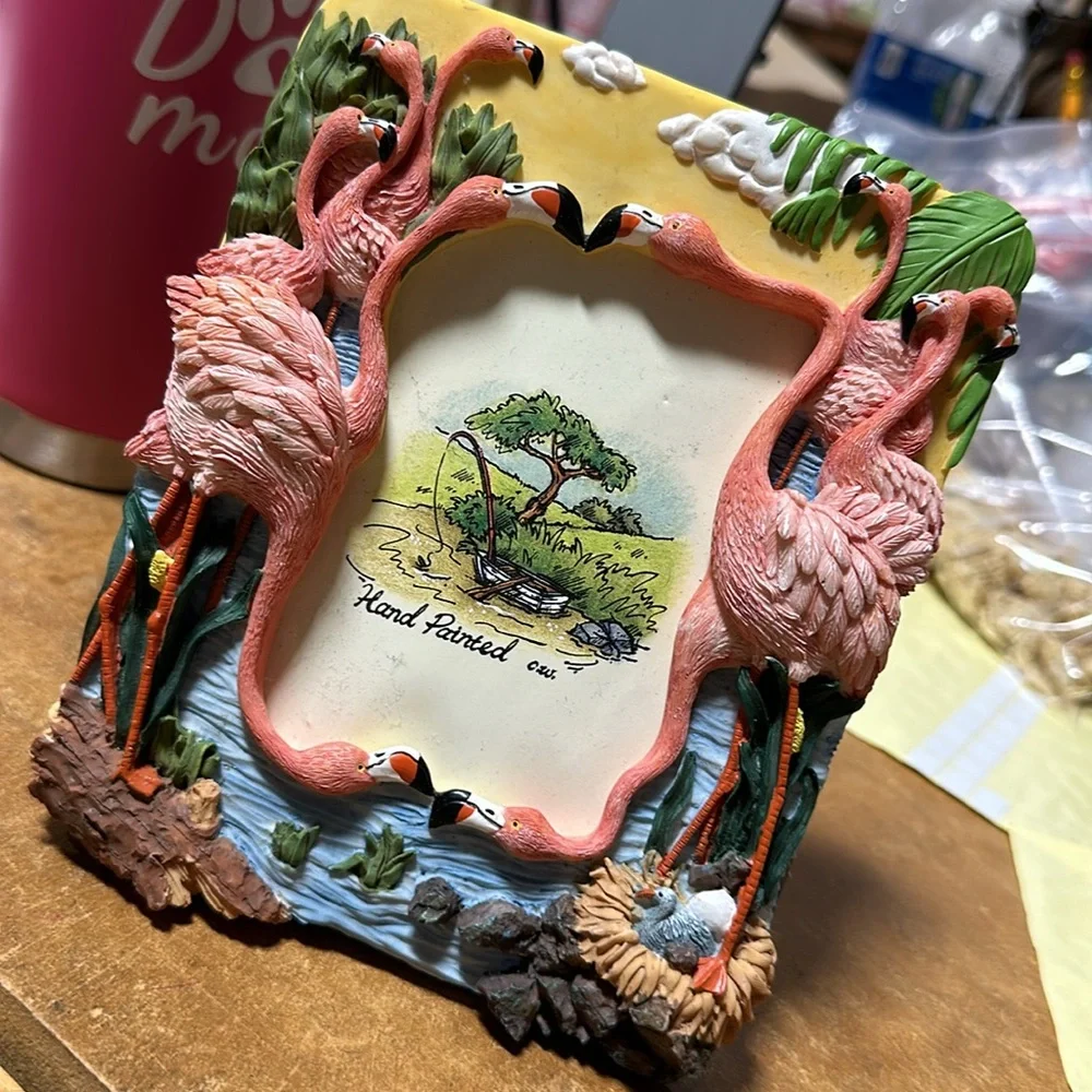 Photo Frame Flamingo 3D Colorful Holds 3-1/2